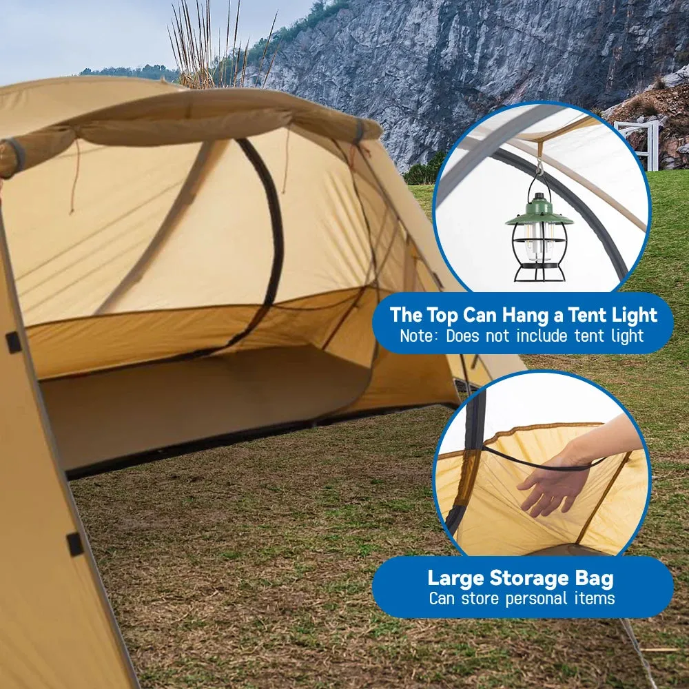 1 Person Tent Lightweight Backpacking Tent Double-layer Can Use with Elevated Sleeping Platform Camp Bed for 4 Season