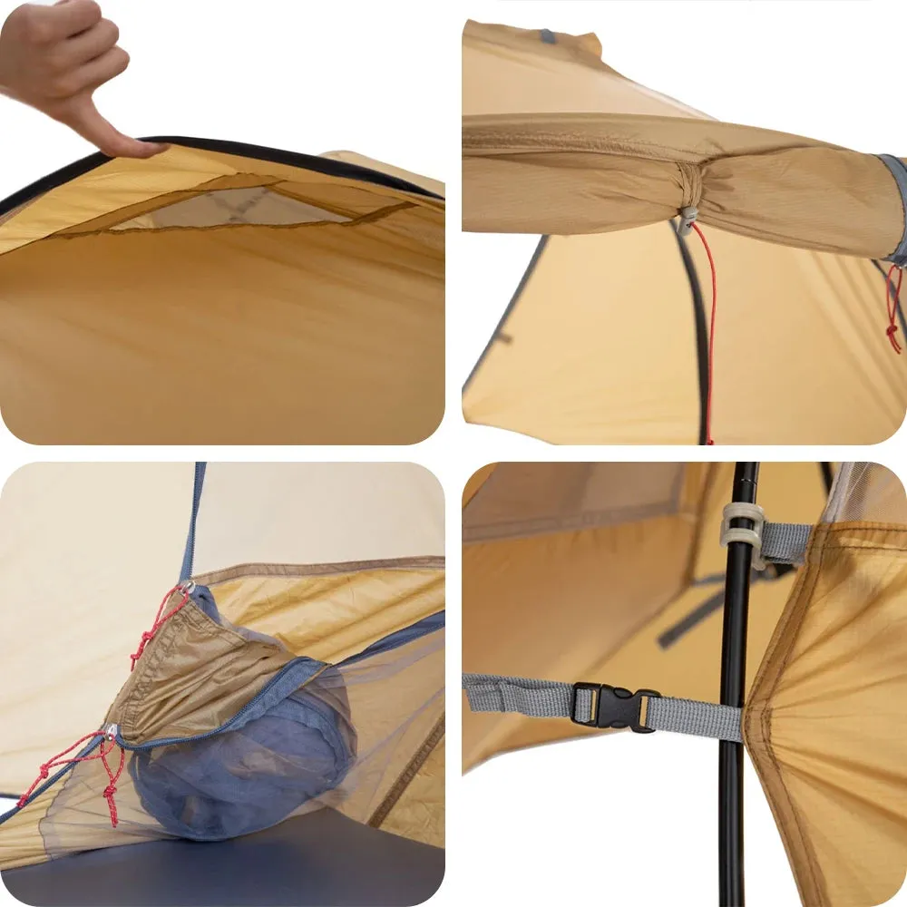 1 Person Tent Lightweight Backpacking Tent Double-layer Can Use with Elevated Sleeping Platform Camp Bed for 4 Season
