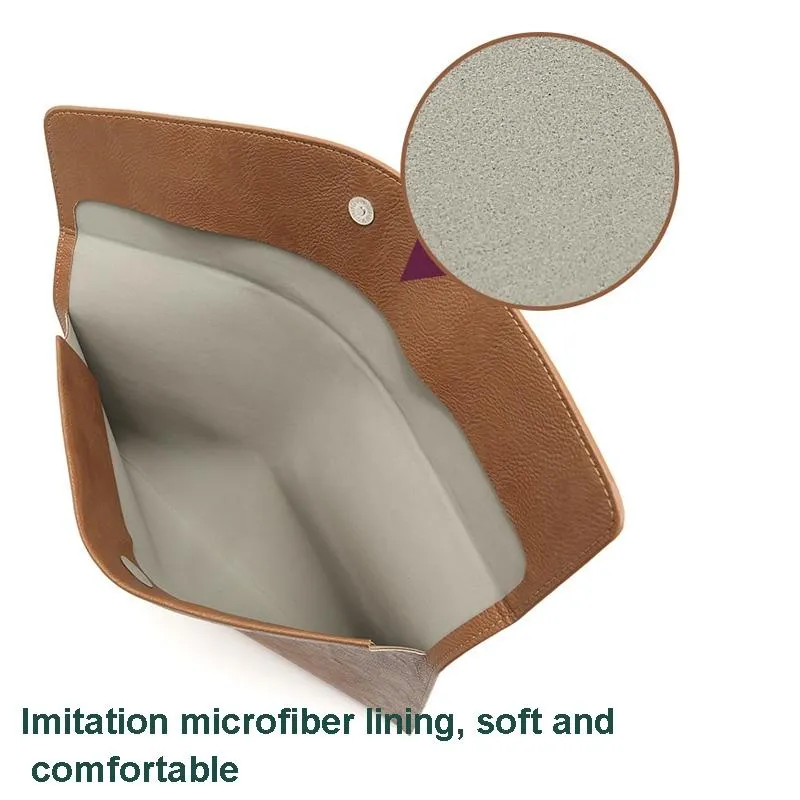 13.3 Inch Laptop Sleeve & Power Bag - Litchi Pattern Pu Leather Light Brown