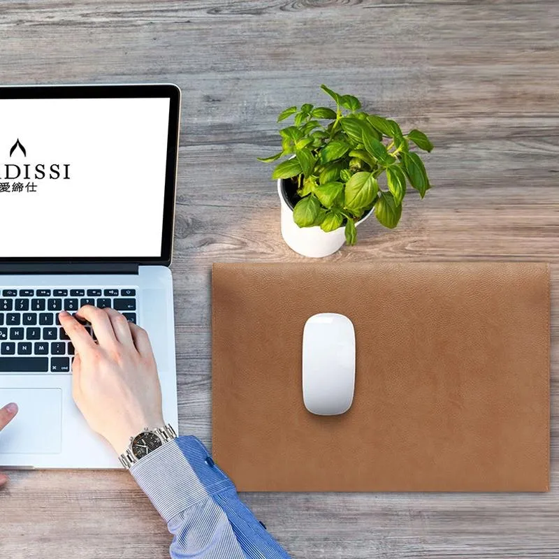 13.3 Inch Laptop Sleeve & Power Bag - Litchi Pattern Pu Leather Light Brown