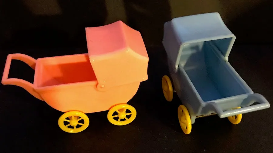 1950s "RELIABLE" Toy Pram with Moveable Hood - 10cm long