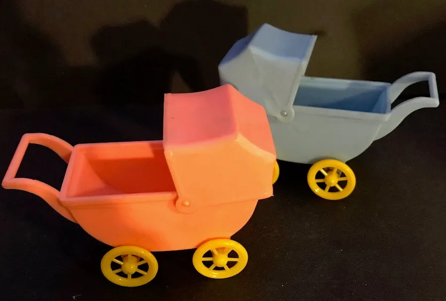 1950s "RELIABLE" Toy Pram with Moveable Hood - 10cm long