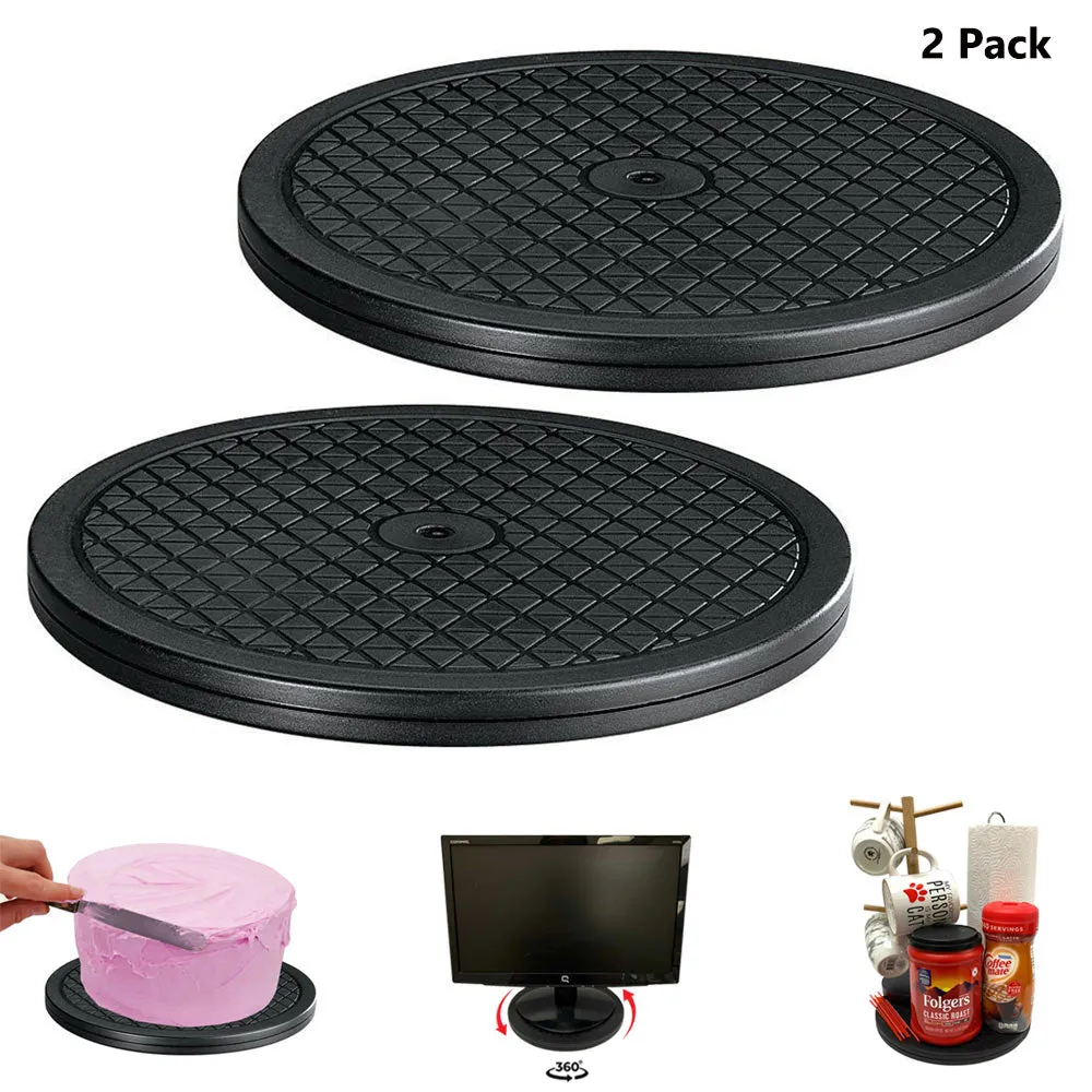 2 Lazy Susan Turntable Organizer Non Skid Large Cabinet Computer Laptop Plastic