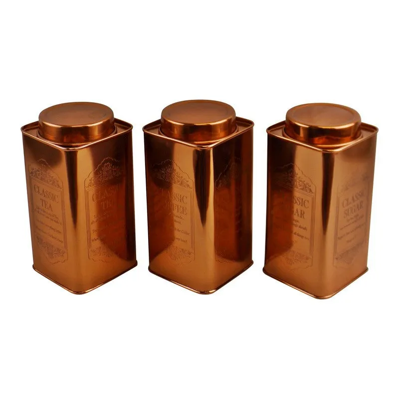 3 x Metal Tins Twist Lid 5.7 Litres - Copper