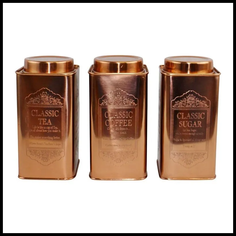 3 x Metal Tins Twist Lid 5.7 Litres - Copper