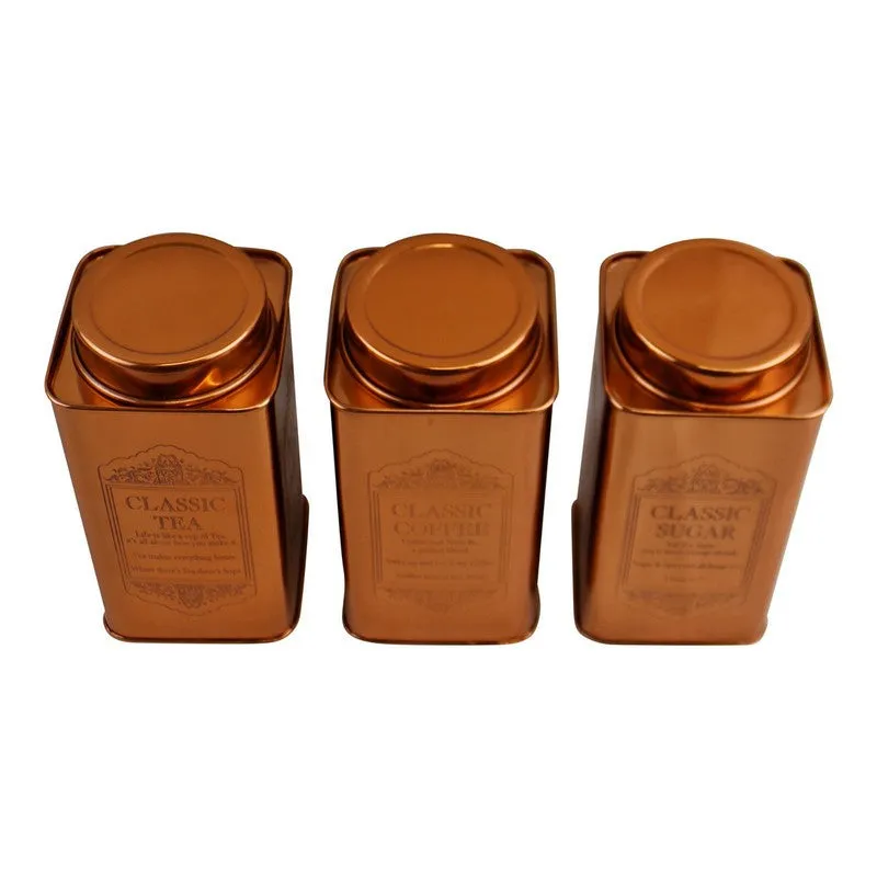 3 x Metal Tins Twist Lid 5.7 Litres - Copper