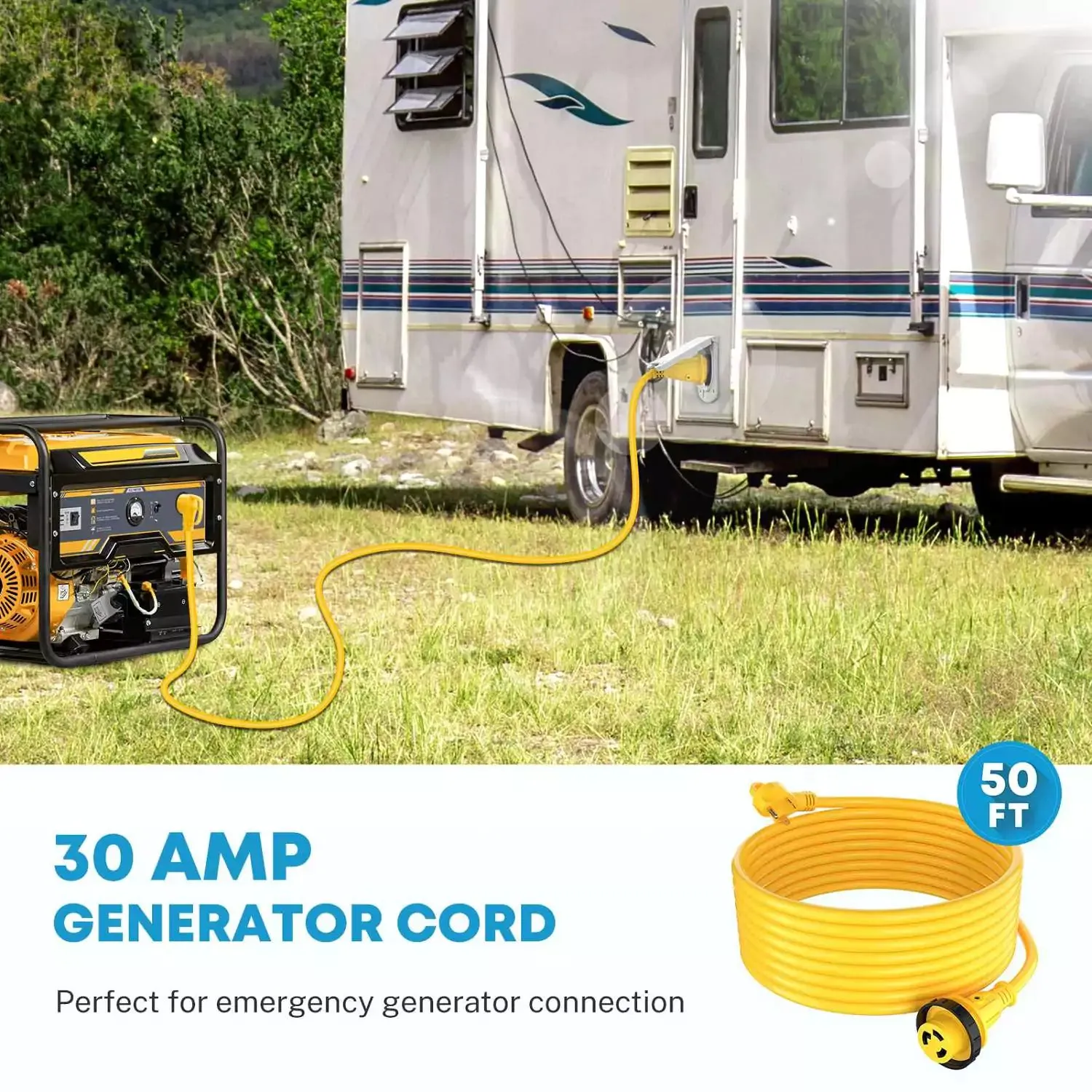 30 Amp RV Extension Cord, 50 ft