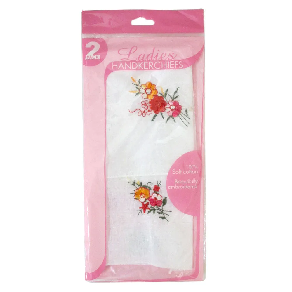 6 Ladies Handkerchief 100% Cotton Pocket Lady Women Square Hankies White Floral