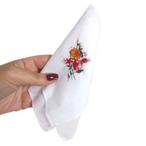 6 Ladies Handkerchief 100% Cotton Pocket Lady Women Square Hankies White Floral 6 Ladies Handkerchief 100% Cotton Pocket Lady Women Square Hankies White Floral