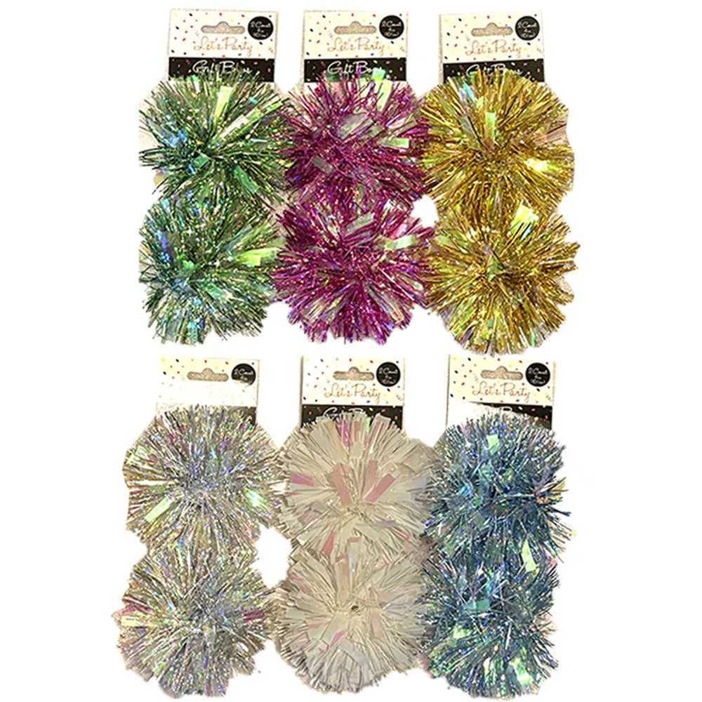 6 Pks Gift Bow Assortment Present Peel Stick Pom Pom Christmas Ribbon Party 12ct