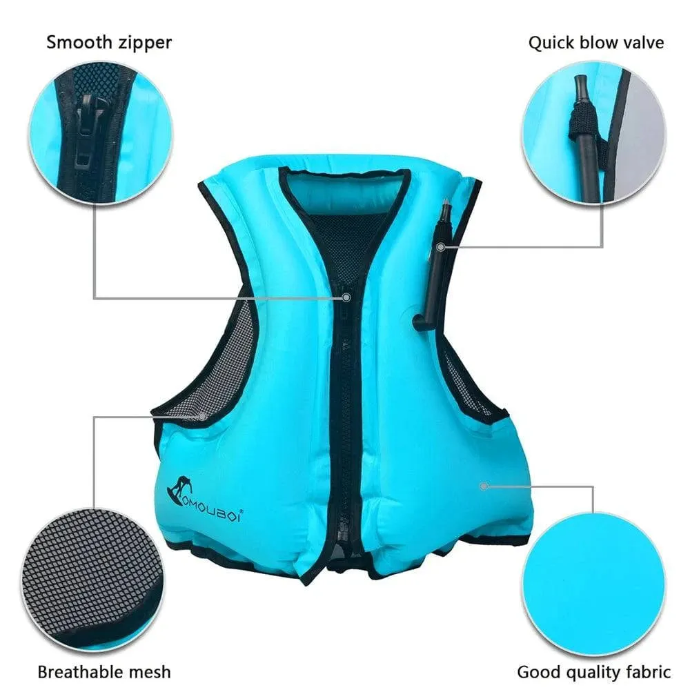 Adult Inflatable Life Jacket Swim Vest Snorkeling Floating Life Vest Swimming Drifting Surfing Water Sports Life Saving Jacket