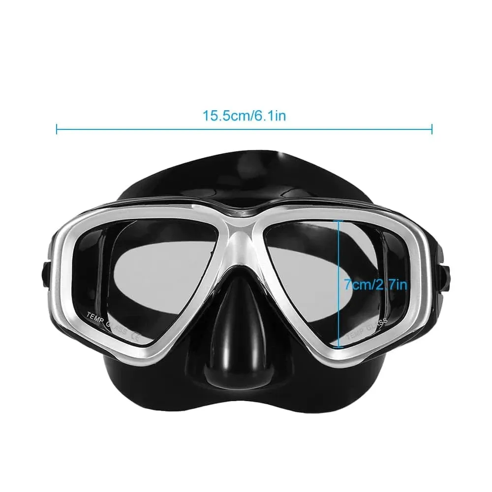 Adults Diving Mask Scuba Mask Underwater Snorkel Set Anti Fog Snorkeling Goggles Swimming Mask Glass Men Women Diving Goggles