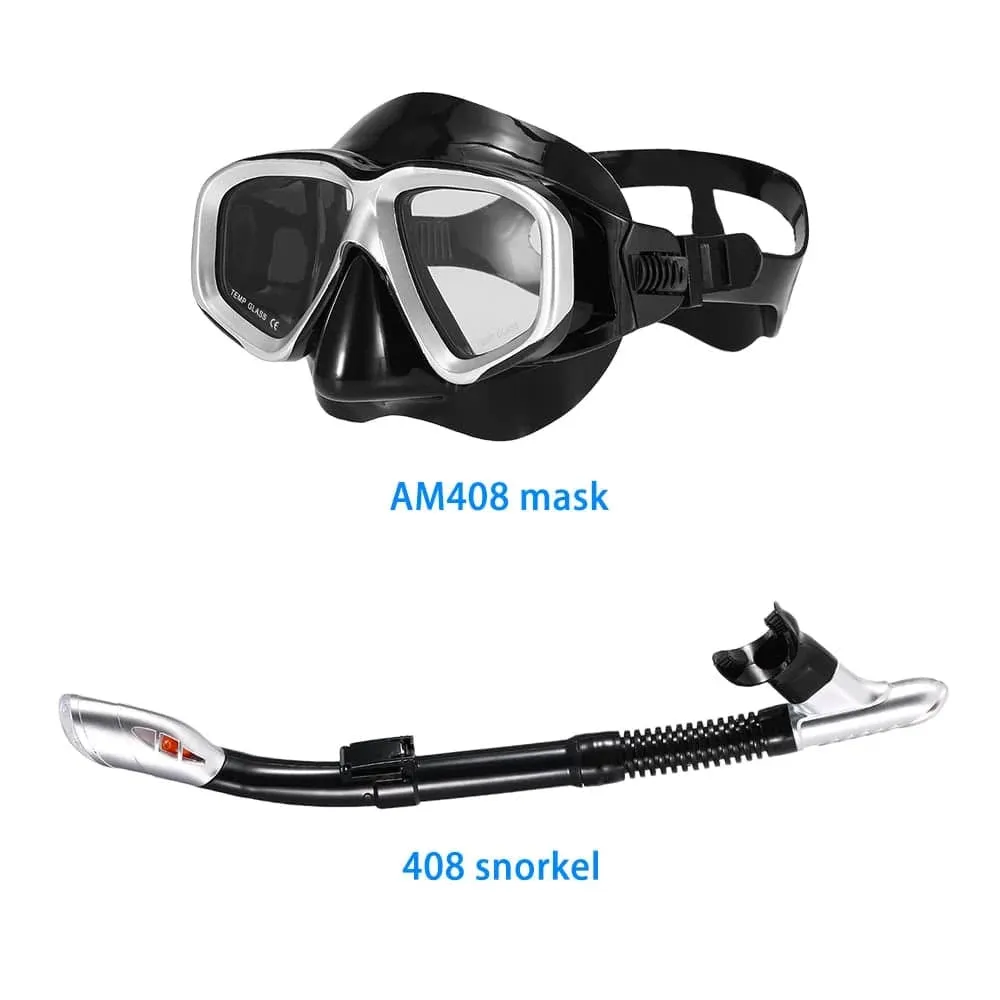 Adults Diving Mask Scuba Mask Underwater Snorkel Set Anti Fog Snorkeling Goggles Swimming Mask Glass Men Women Diving Goggles