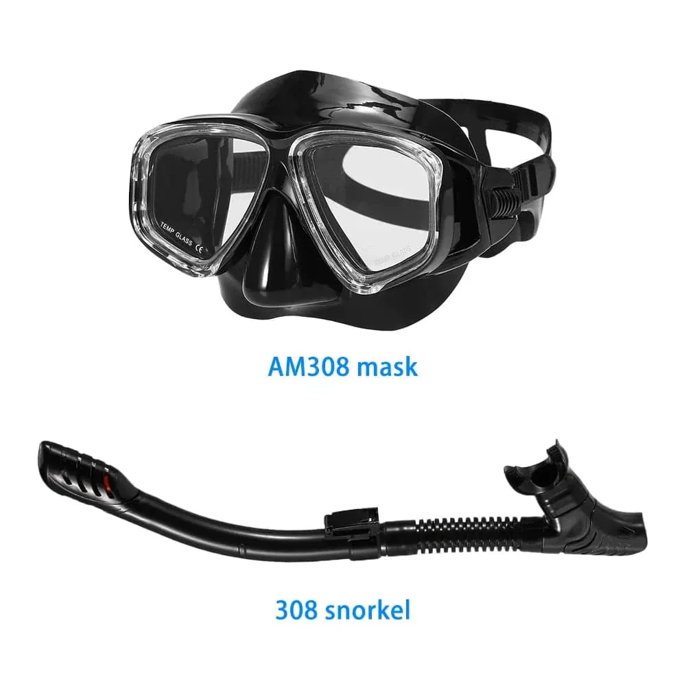 Adults Diving Mask Scuba Mask Underwater Snorkel Set Anti Fog Snorkeling Goggles Swimming Mask Glass Men Women Diving Goggles