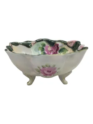 Antique Porcelain Tri Footed Bowl Hand Painted Antique Porcelain Tri Footed Bowl Hand Painted