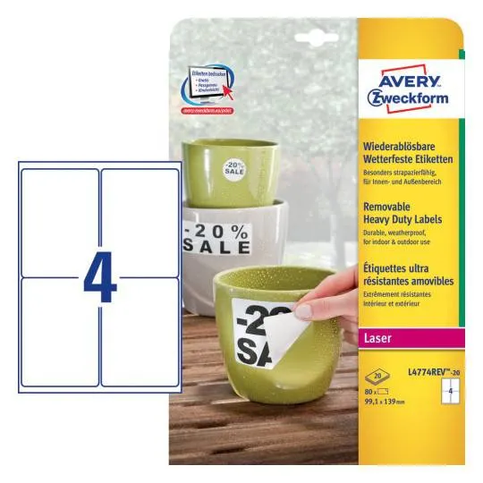 Avery Weatherproof film labels 99.1 x 139 mm - (L4774REV-20)