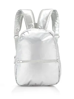 Backpack and Convertible Sling Bag in Silver Backpack and Convertible Sling Bag in Silver