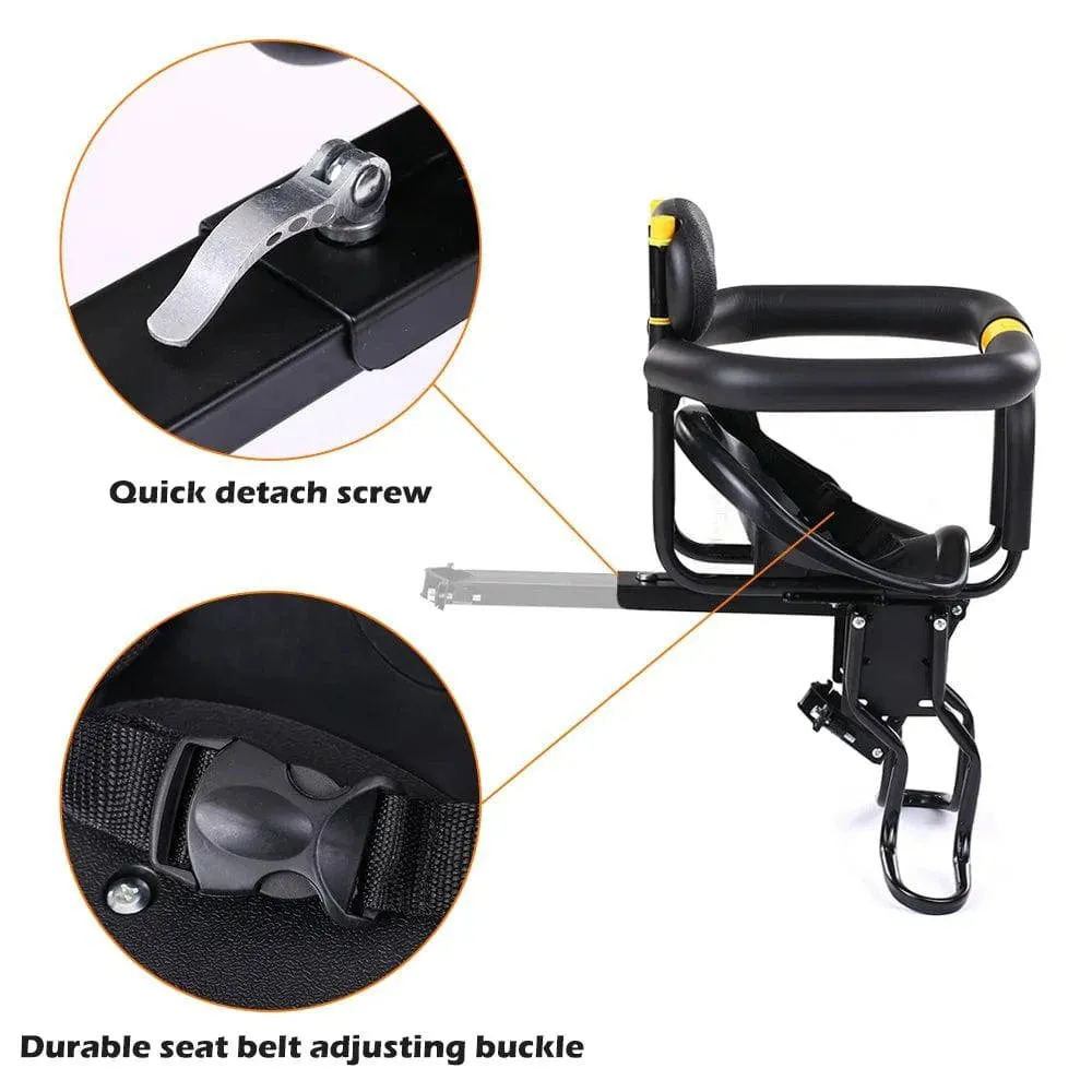 Bicycle Saddle Safety Front Baby Seat Bike Child Kids Seat Mtb Saddl with Foot Pedals Support Back Rest Seat for Mountain Bike