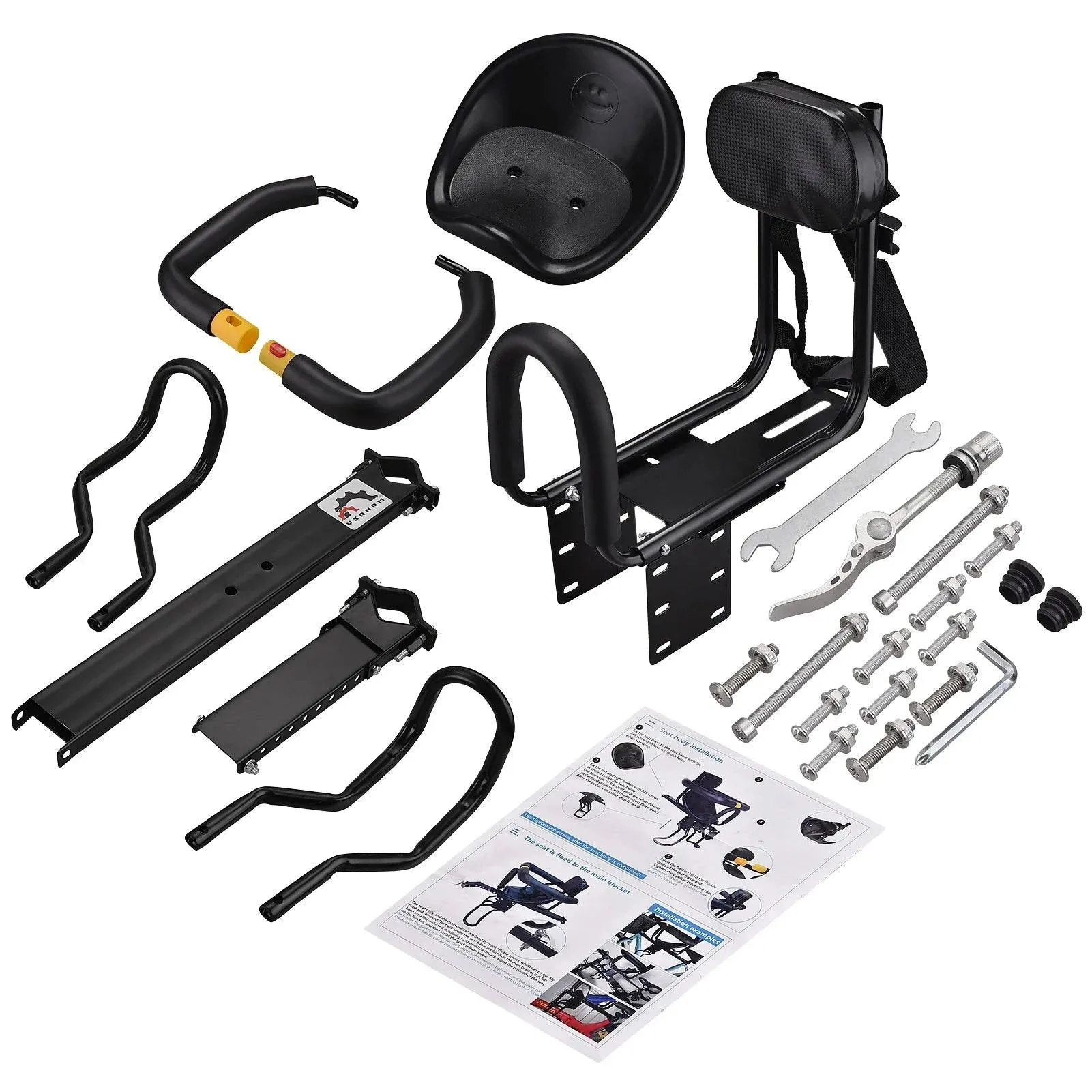 Bicycle Saddle Safety Front Baby Seat Bike Child Kids Seat Mtb Saddl with Foot Pedals Support Back Rest Seat for Mountain Bike