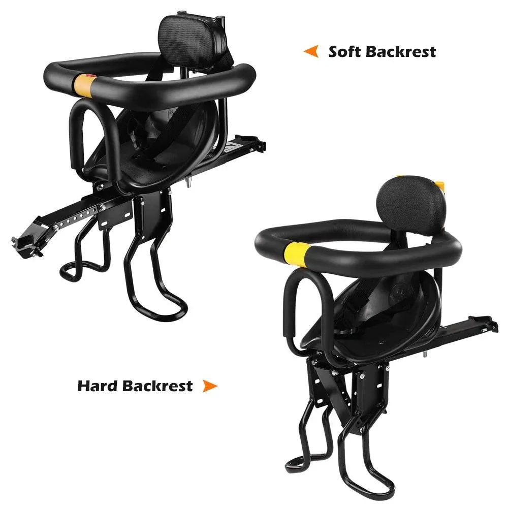 Bicycle Saddle Safety Front Baby Seat Bike Child Kids Seat Mtb Saddl with Foot Pedals Support Back Rest Seat for Mountain Bike