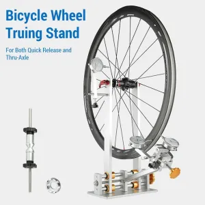 Bicycle Wheel Truing Stand Bike Wheel Alignment Repair Tool with Dial Gauge for Quick Release and Thru-Axle Bicycle Wheel Truing Stand Bike Wheel Alignment Repair Tool with Dial Gauge for Quick Release and Thru-Axle