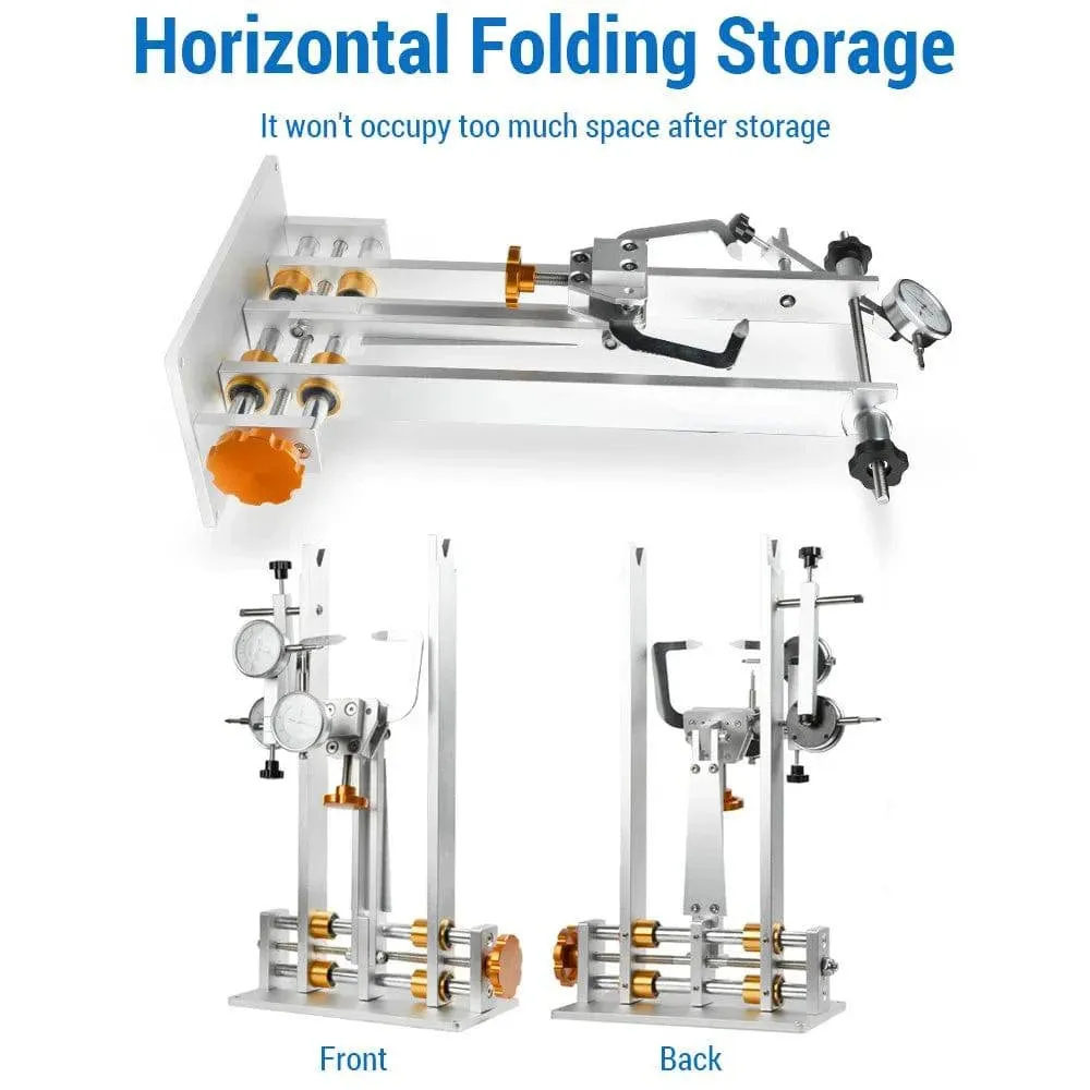 Bicycle Wheel Truing Stand Bike Wheel Alignment Repair Tool with Dial Gauge for Quick Release and Thru-Axle