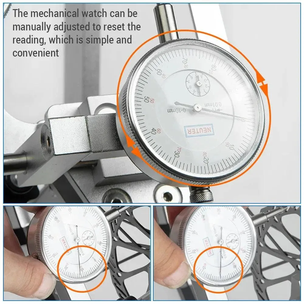 Bicycle Wheel Truing Stand Bike Wheel Alignment Repair Tool with Dial Gauge for Quick Release and Thru-Axle
