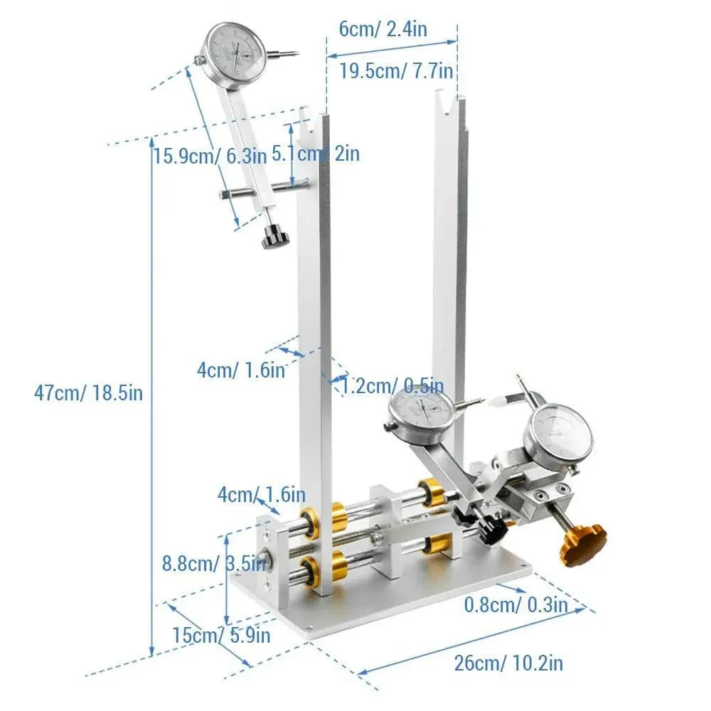 Bicycle Wheel Truing Stand Bike Wheel Alignment Repair Tool with Dial Gauge for Quick Release and Thru-Axle