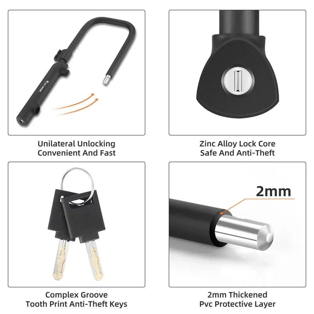 Bike Lock U-Lock Heavy Duty Bicycle Motorcycle Anti-Theft Lock with 2 Keys & Lock Holder for Bike Motorcycle Scooter