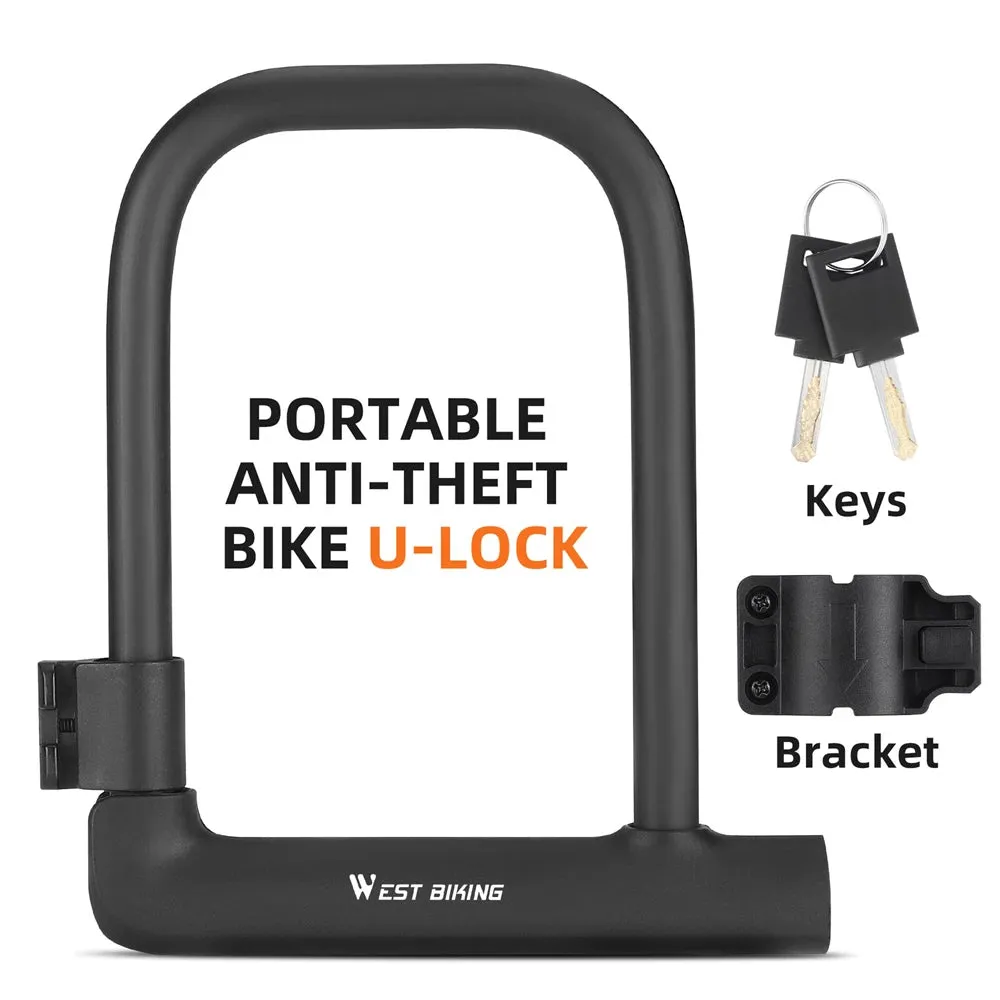 Bike Lock U-Lock Heavy Duty Bicycle Motorcycle Anti-Theft Lock with 2 Keys & Lock Holder for Bike Motorcycle Scooter
