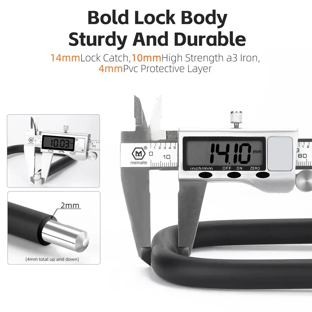 Bike Lock U-Lock Heavy Duty Bicycle Motorcycle Anti-Theft Lock with 2 Keys & Lock Holder for Bike Motorcycle Scooter