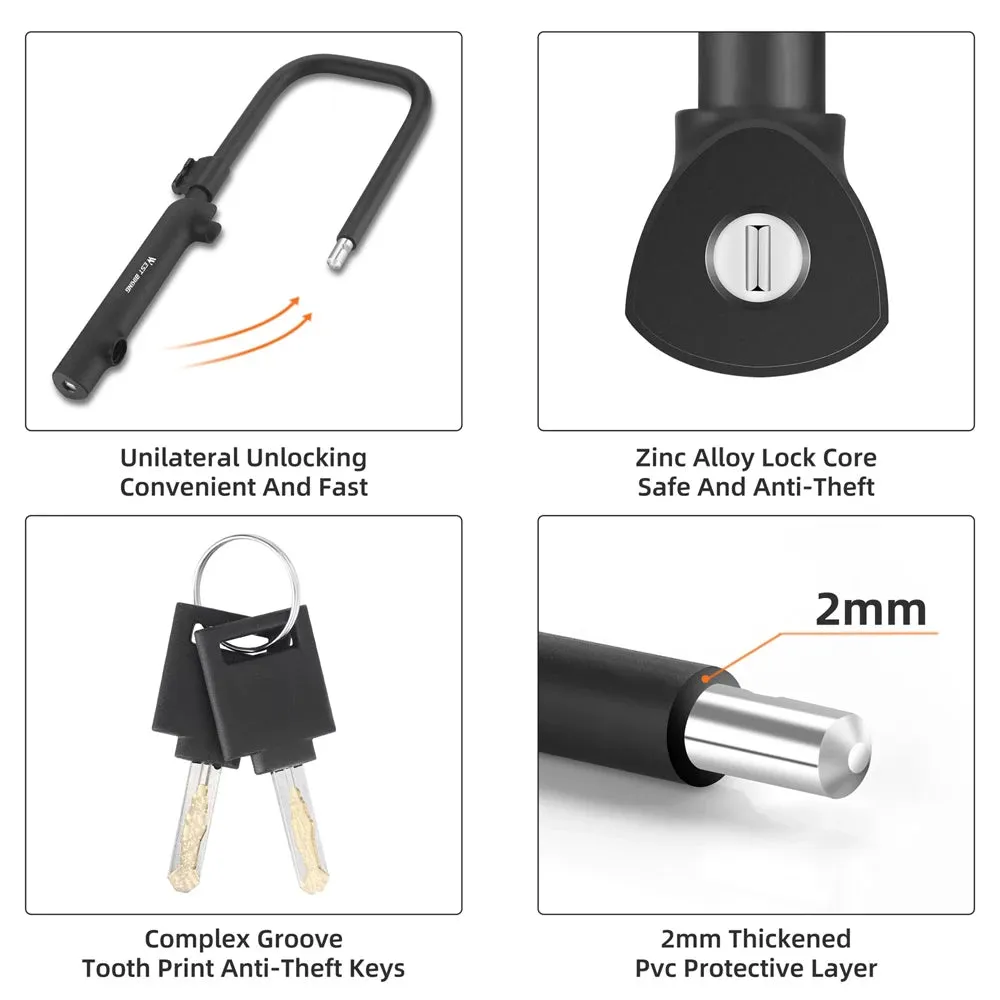 Bike Lock U-Lock Heavy Duty Bicycle Motorcycle Anti-Theft Lock with 2 Keys & Lock Holder for Bike Motorcycle Scooter