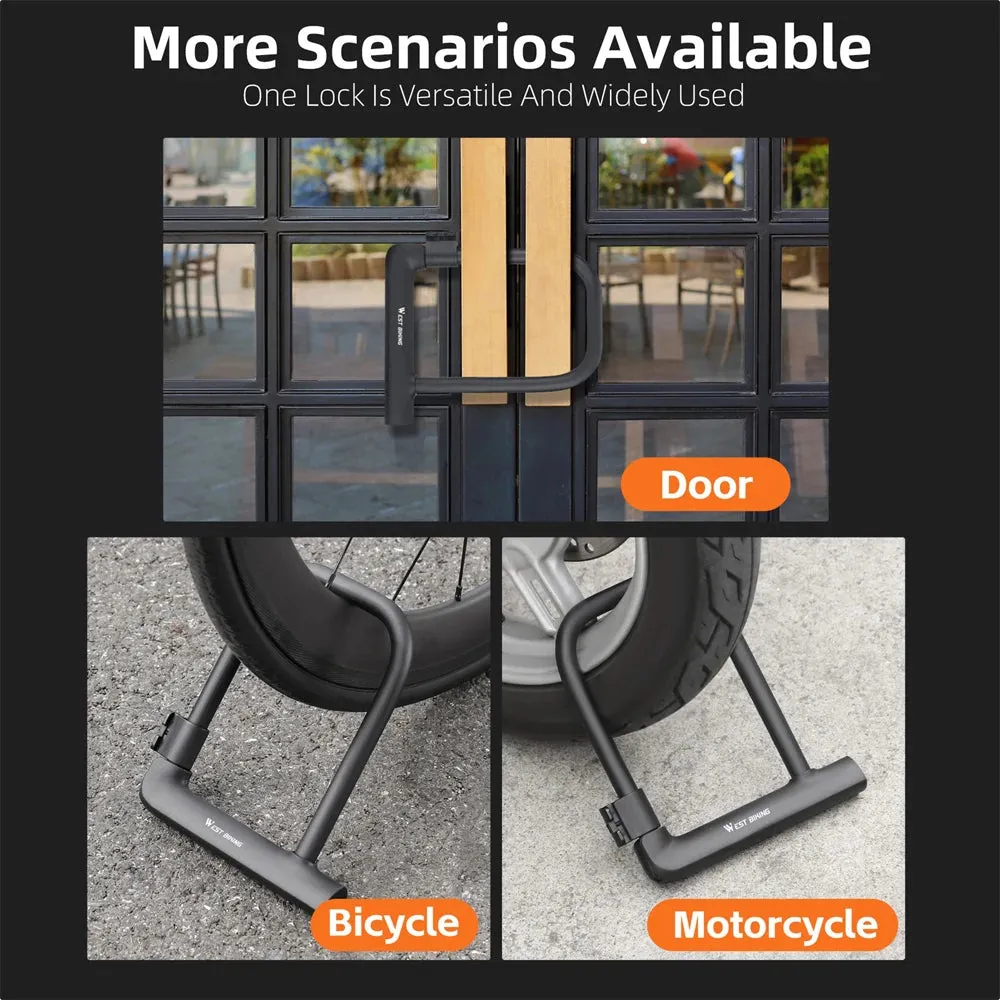 Bike Lock U-Lock Heavy Duty Bicycle Motorcycle Anti-Theft Lock with 2 Keys & Lock Holder for Bike Motorcycle Scooter