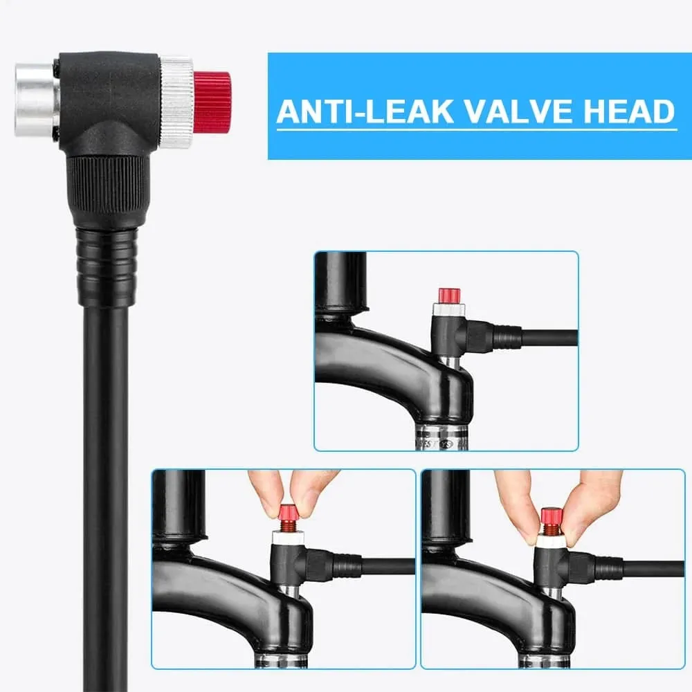 Bike Shock Pump with Pressure Gauge 300PSI High Pressure Bike Tire Inflator Air Pump for Bicycle Fork and Rear Suspension