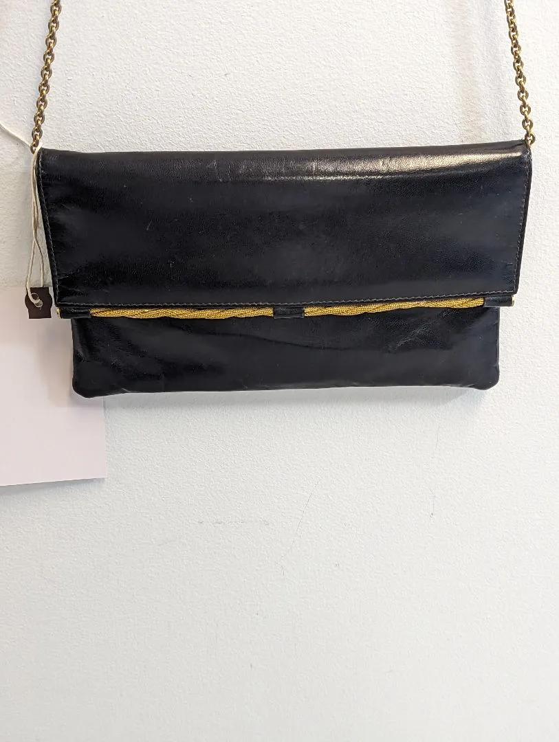Black & Gold Shoulder Bag W Chain Strap