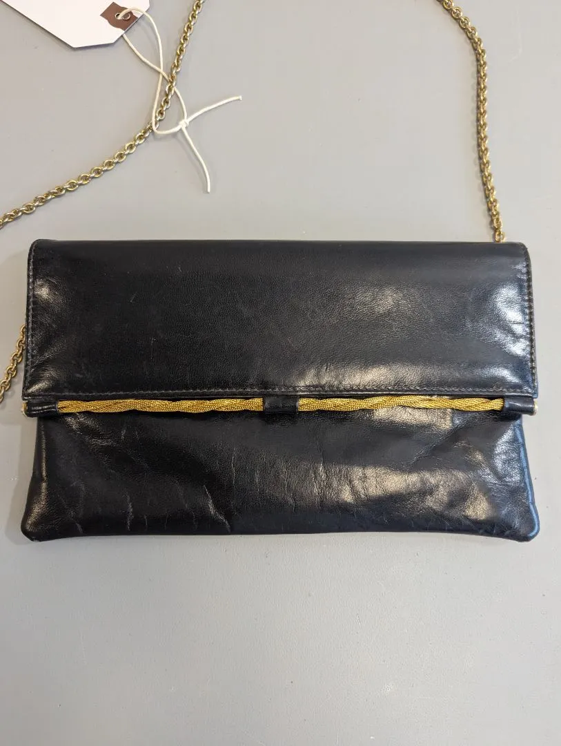 Black & Gold Shoulder Bag W Chain Strap