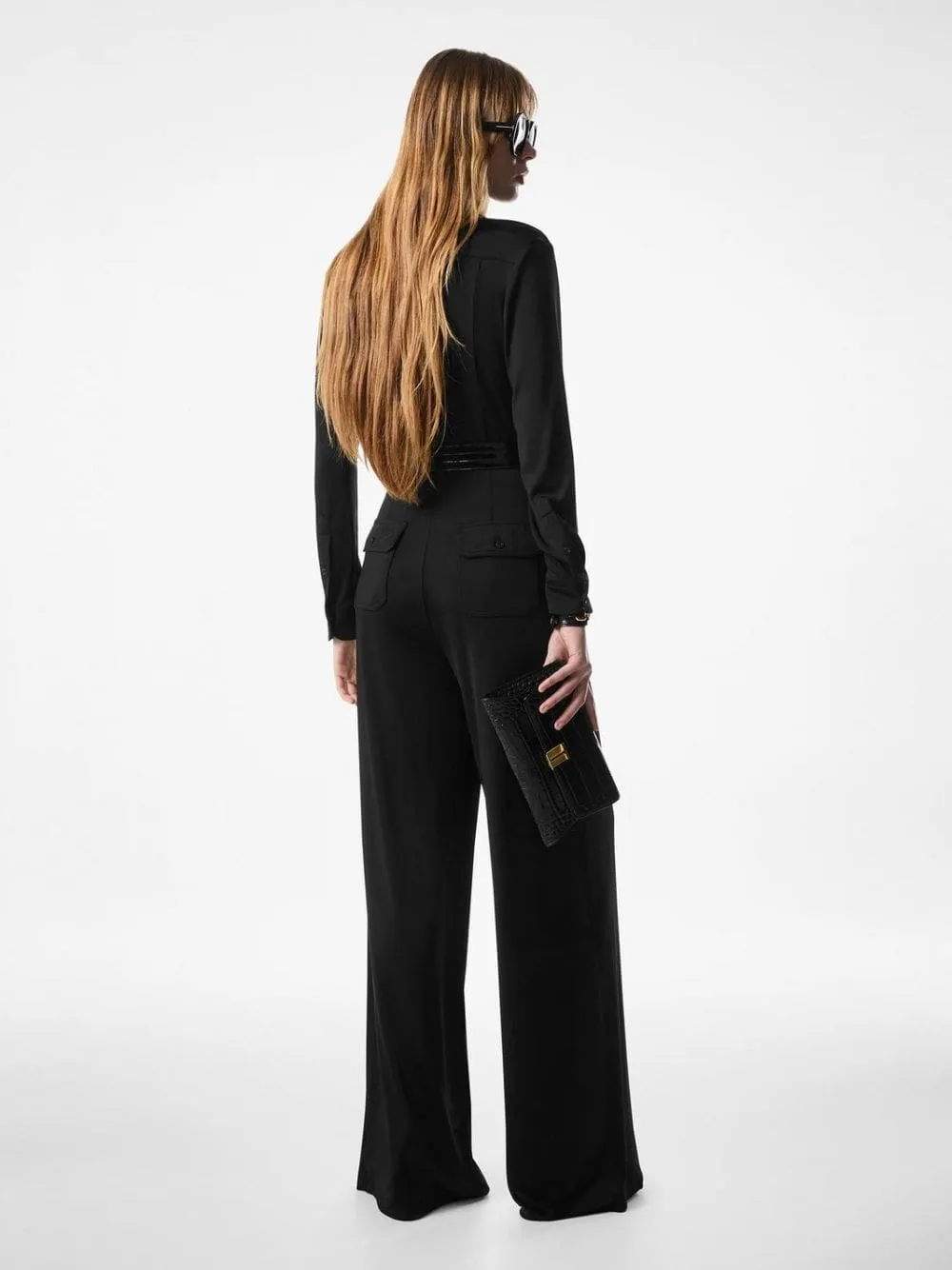 Black Satin Stretch Jersey Jumpsuit