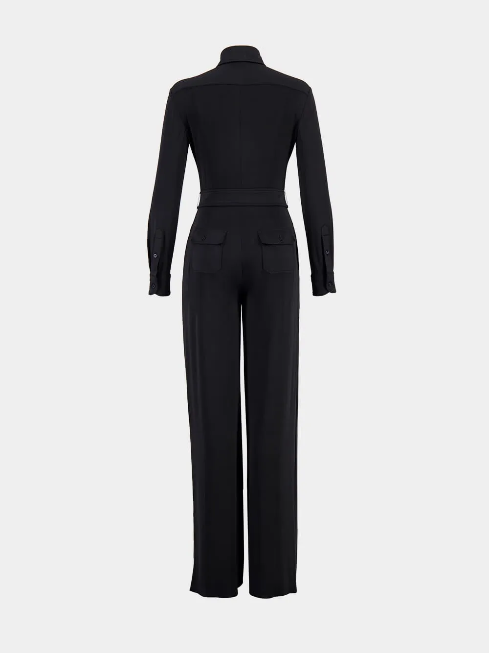 Black Satin Stretch Jersey Jumpsuit