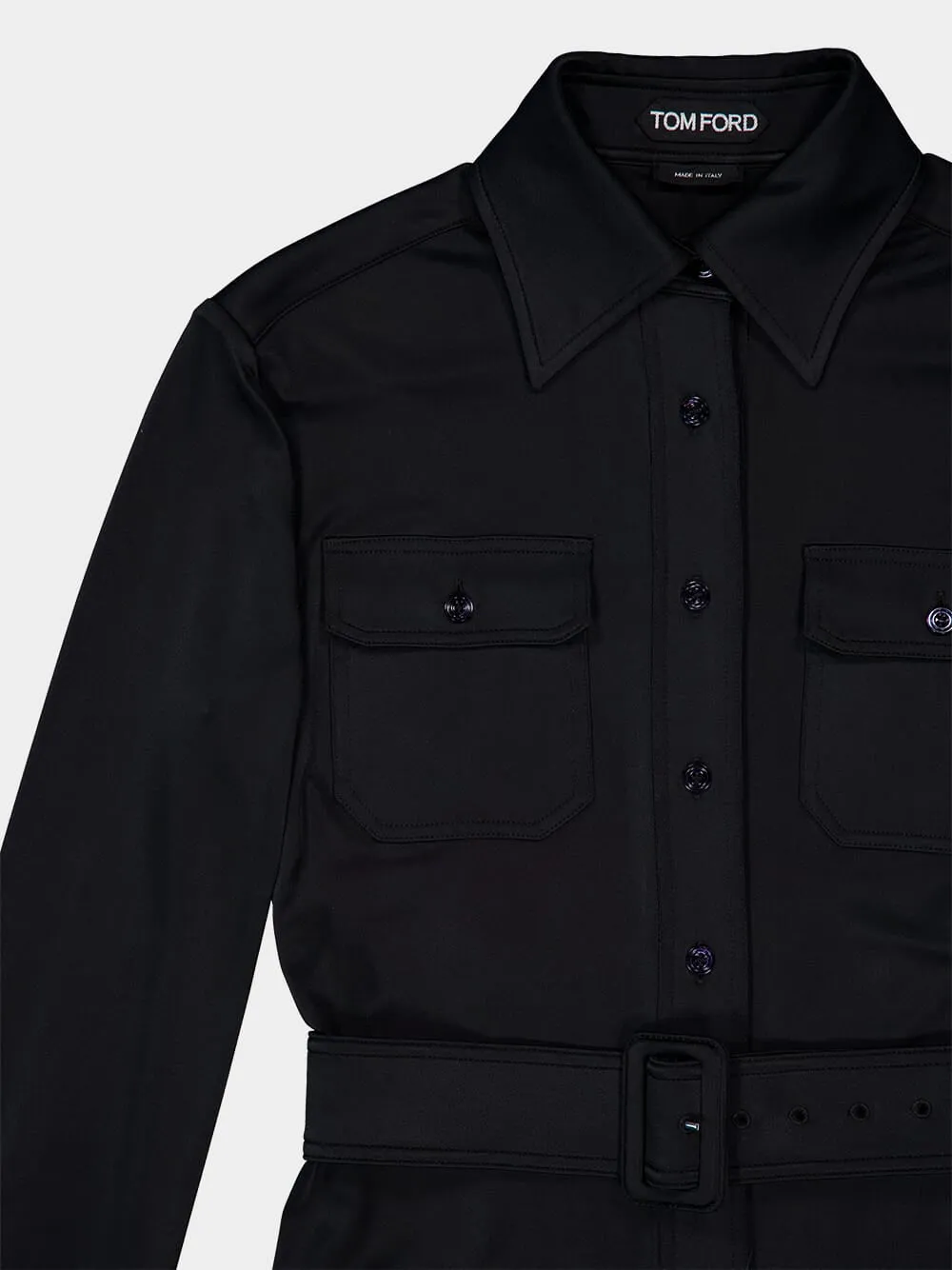 Black Satin Stretch Jersey Jumpsuit