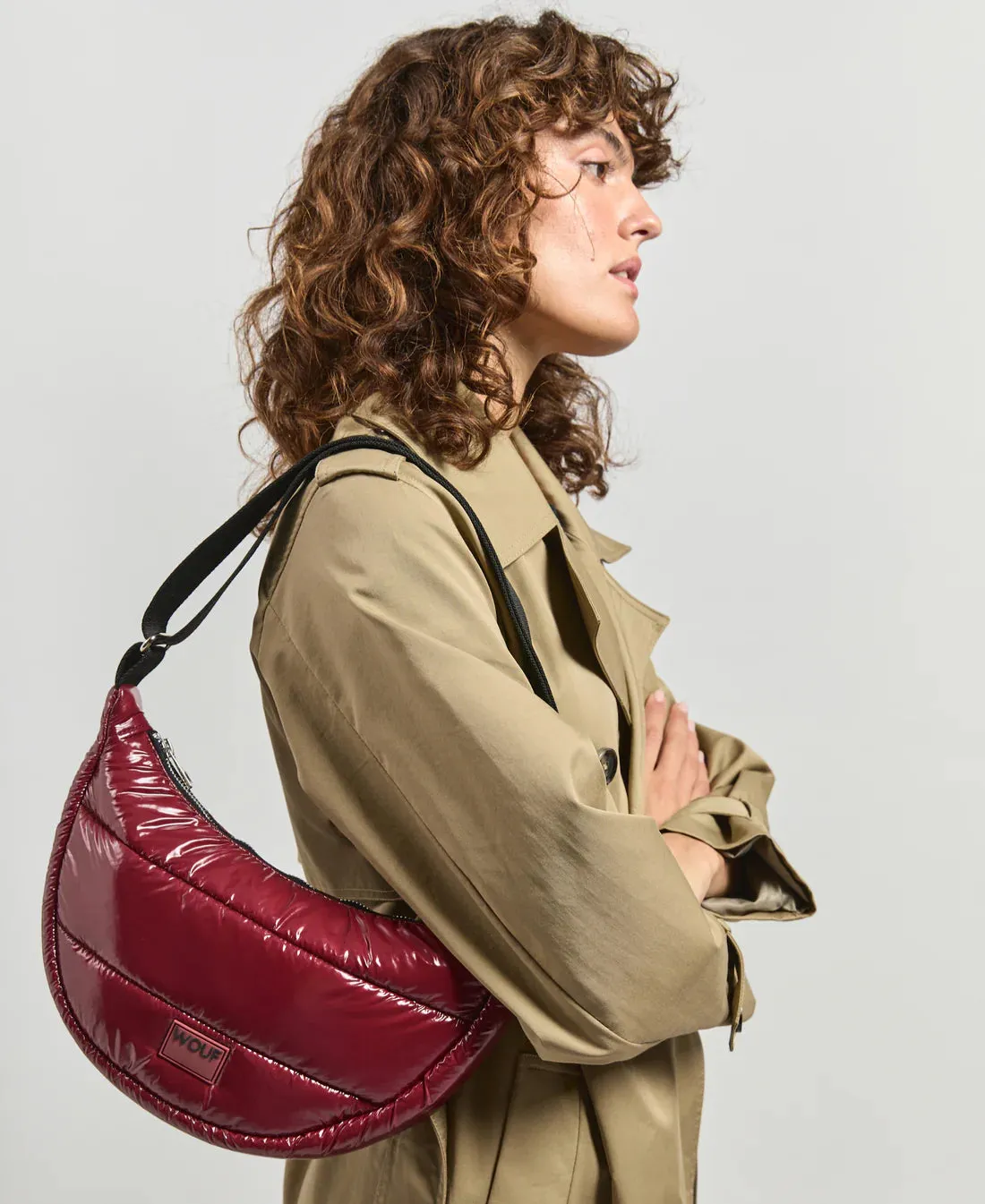 Burgundy Glossy Crossbody Bag