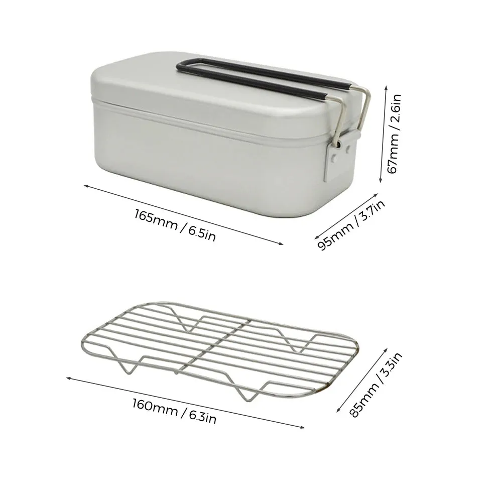 Camping Bento Box Tin Aluminum Alloy Camping Lunch Box with Steaming Rack for Outdoor Camping Hiking Backpacking Traveling