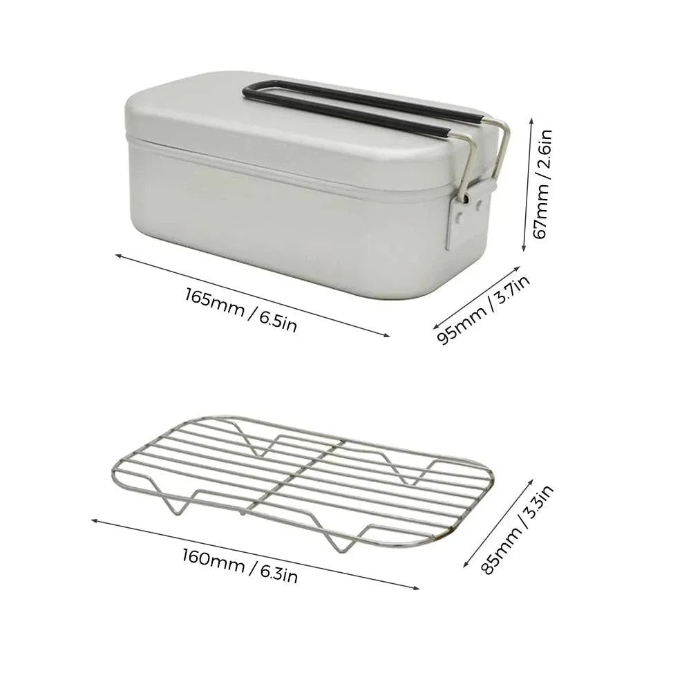Camping Bento Box Tin Aluminum Alloy Camping Lunch Box with Steaming Rack for Outdoor Camping Hiking Backpacking Traveling