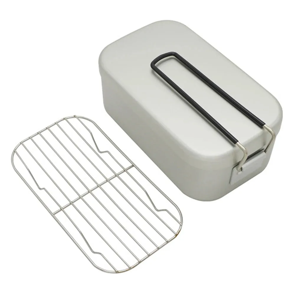 Camping Bento Box Tin Aluminum Alloy Camping Lunch Box with Steaming Rack for Outdoor Camping Hiking Backpacking Traveling