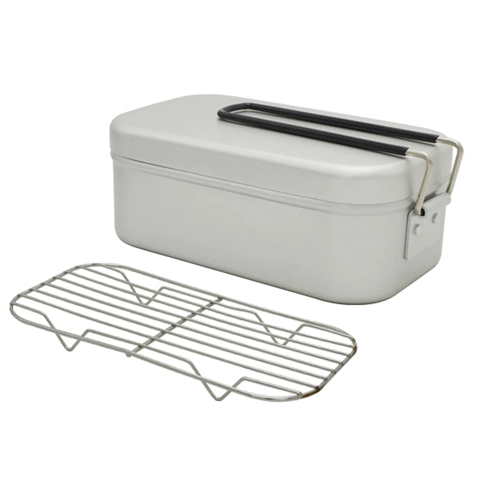 Camping Bento Box Tin Aluminum Alloy Camping Lunch Box with Steaming Rack for Outdoor Camping Hiking Backpacking Traveling