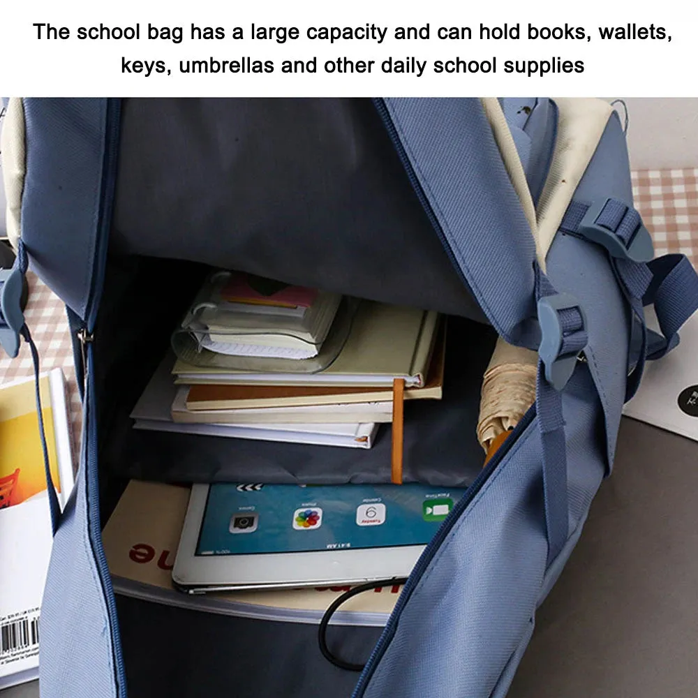 Camping Canvas Backpack Large Capacity Student Schoolbag Set Teenage Bag Hiking Bag Stationery Bags Stationery Bag Kit 2022 New