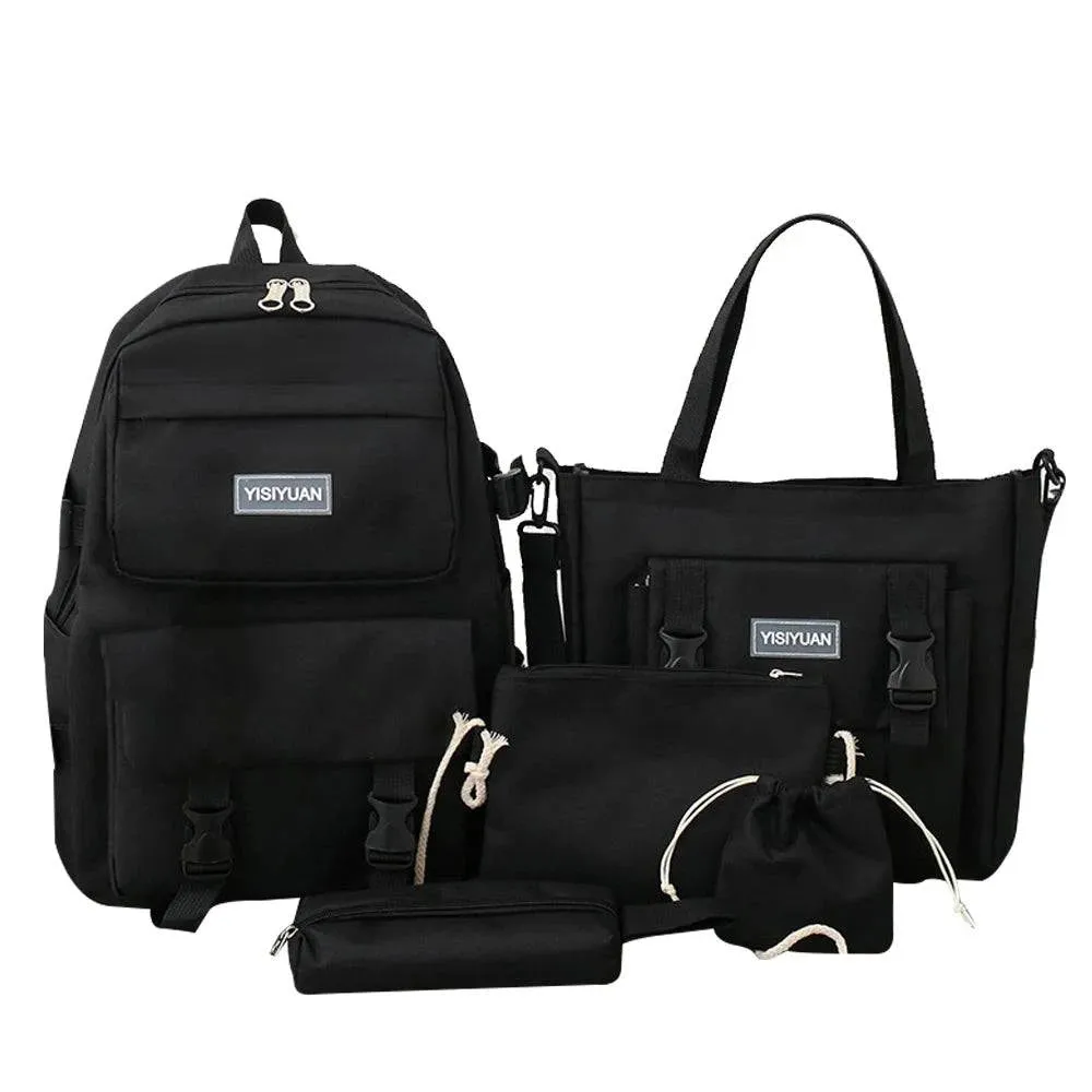 Camping Canvas Backpack Large Capacity Student Schoolbag Set Teenage Bag Hiking Bag Stationery Bags Stationery Bag Kit 2022 New