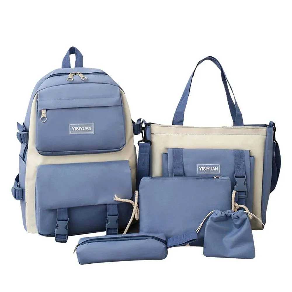 Camping Canvas Backpack Large Capacity Student Schoolbag Set Teenage Bag Hiking Bag Stationery Bags Stationery Bag Kit 2022 New