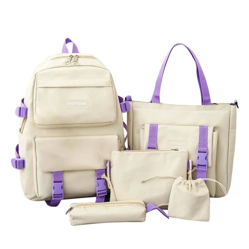 Camping Canvas Backpack Large Capacity Student Schoolbag Set Teenage Bag Hiking Bag Stationery Bags Stationery Bag Kit 2022 New