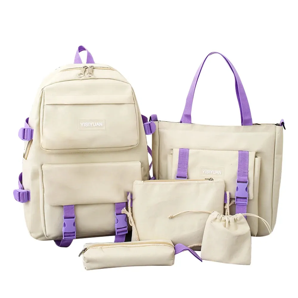 Camping Canvas Backpack Large Capacity Student Schoolbag Set Teenage Bag Hiking Bag Stationery Bags Stationery Bag Kit 2022 New