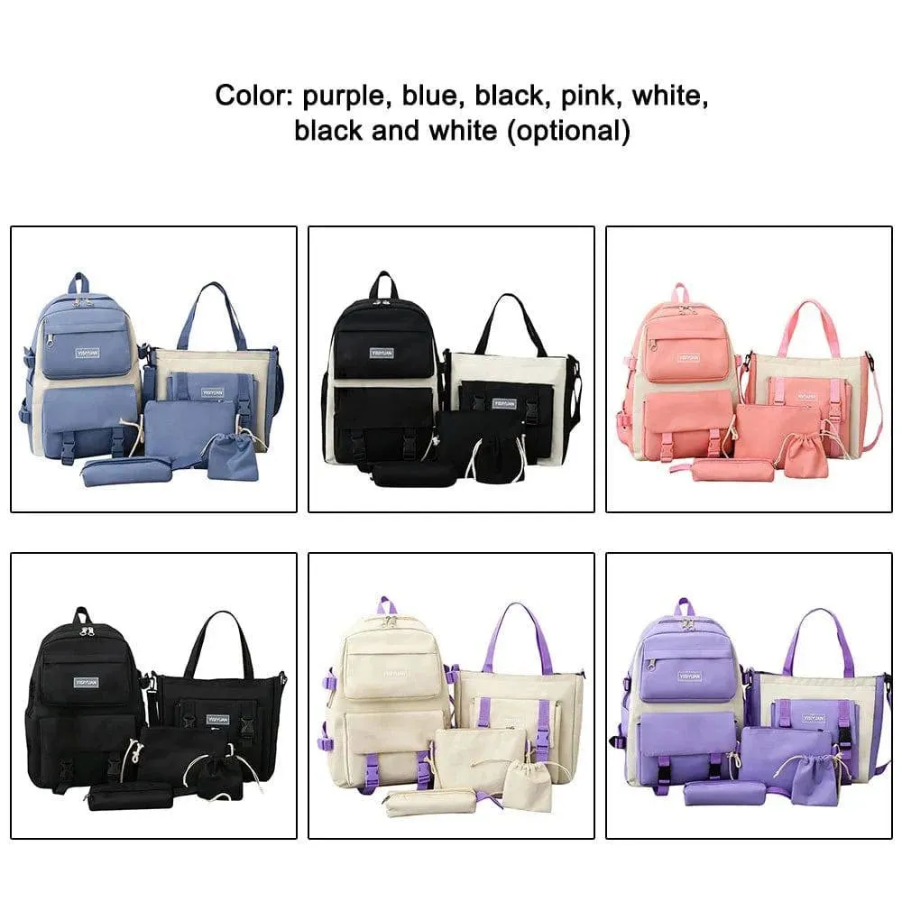 Camping Canvas Backpack Large Capacity Student Schoolbag Set Teenage Bag Hiking Bag Stationery Bags Stationery Bag Kit 2022 New